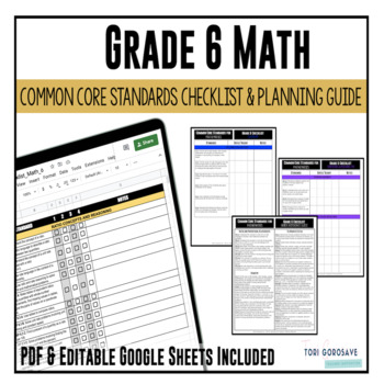 Preview of Grade 6 Math Common Core Checklist | DIGITAL