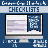 Common Core Checklist - Sixth Grade ELA