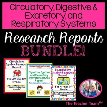 Preview of Circulatory System, Digestive System, Respiratory System |  Report Bundle