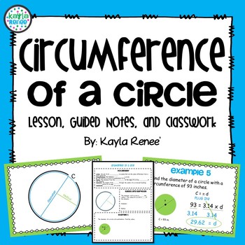 Preview of Common Core Circumference Lesson with Guided Notes and Classwork: 7.G.4