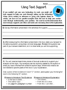 citing textual evidence science worksheet 8th grade