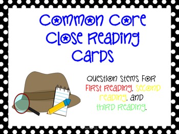 Preview of Common Core Close Reading Cards