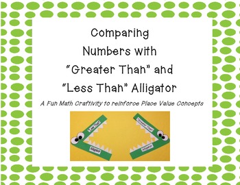Preview of Comparing Numbers Alligator Craft  Using Greater Than, Less Than, and Equal To