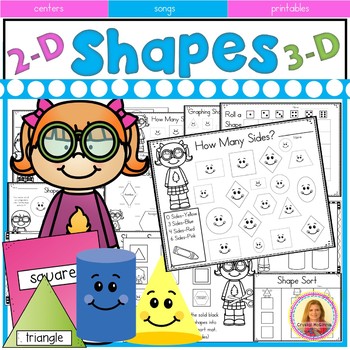 Preview of 2d Shapes & 3d Shapes Activities | Kindergarten Shapes Activities | 2d & 3d