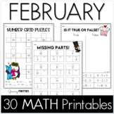 February No Prep Math First Grade Valentines Presidents Gr