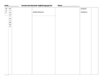 Preview of Common Core Curriculum pacing guide (Blank)