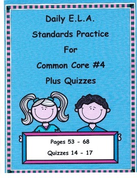 Preview of Morning Work/DOL For 3rd Grade Common Core ELA #4 Plus Quizzes