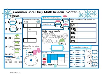 Preview of Daily Math Review-2nd Grade Winter-Common Core Aligned