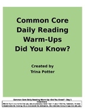 Common Core Daily Reading Warm-Ups Did You Know