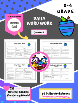 Preview of Common Core Daily Word Work- Featuring National Reading Vocabulary Words