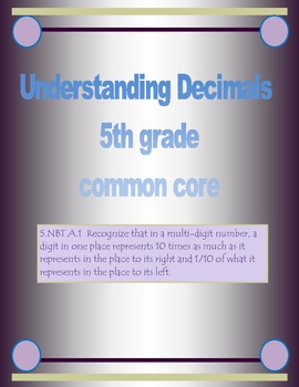 Preview of Common Core Decimals freebie