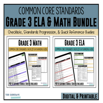 Preview of Grade 3 Common Core Documentation Checklists Bundle (ELA & Math) | DIGITAL