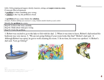 Preview of Common Core EDI Kinder RL.K.3 identify characters, settings, & majors events
