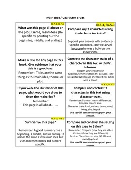 Preview of Common Core ELA: Connections, Characters, Summarizing, and Main Idea