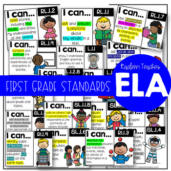 Preview of Common Core ELA  I Can Standards-Powerpoint for First Grade