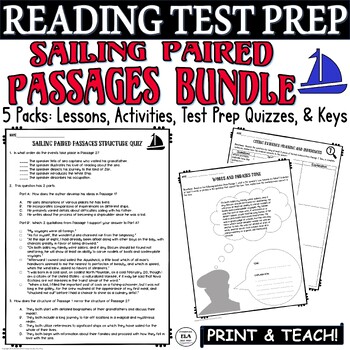 Paired Passages with Questions Reading Comprehension Lesson Bundle Sailing