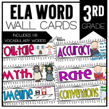 Preview of 3rd Grade ELA Word Wall - Vocabulary Cards