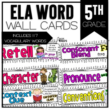 Preview of 5th Grade ELA Word Wall - Vocabulary Cards