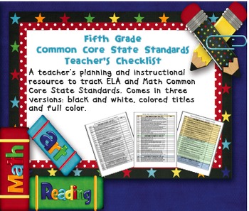 Preview of Common Core ELA and Math Checklist Combo (Fifth Grade)