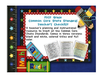 Preview of Common Core ELA and Math Checklist Combo (First Grade)