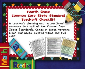 Preview of Common Core ELA and Math Checklist Combo (Fourth Grade)