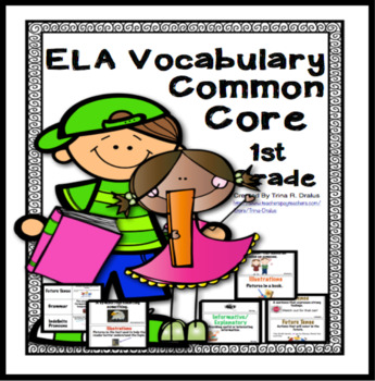 Preview of Academic Vocabulary 1st Grade ELA Word Wall Flipbook & Daily Vocabulary Cards