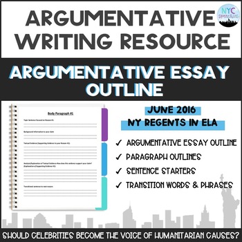 Preview of Argumentative Essay Outline: NY Regents in ELA