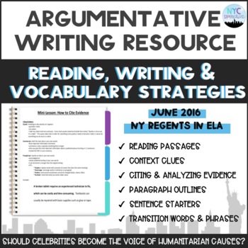 Preview of Writing, Reading & Vocabulary Strategies for an Argumentative Essay