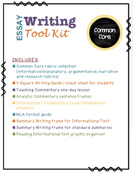 Preview of Common Core Essay Writing ToolKit