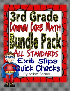 Preview of Common Core Exit Slips/Quick Checks for 3rd Grade Math Bundle