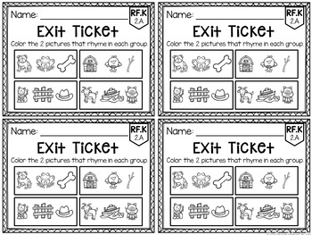Common Core Exit Tickets: Kindergarten Reading Foundational Skills