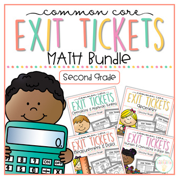 Preview of Common Core Exit Tickets: Second Grade Math Bundle