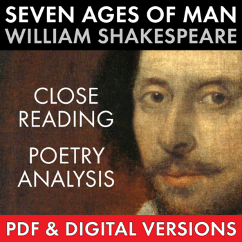 Preview of "Seven Ages of Man" Close Read Shakespeare, Extended Metaphor, PDF & Google App