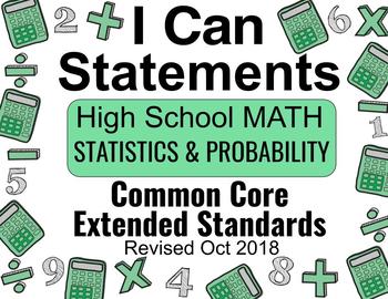 Preview of Common Core Extended Standards I CAN Stmts High School Math: Stats & Probability