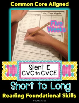 Preview of Silent E CVC to CVCE : Soft to Hard Vowels Common Core Foundational Skills