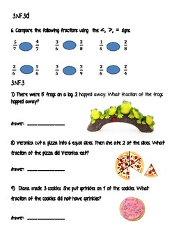 Preview of Common Core Fraction Review Third Grade