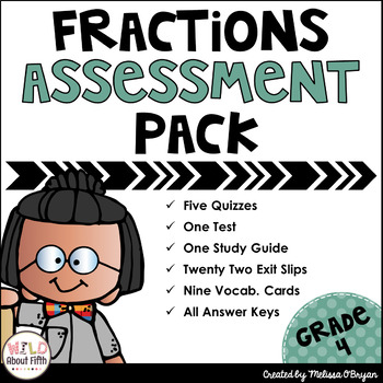 Preview of Fractions Assessment Pack Grade 4