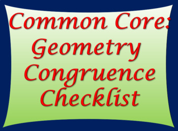 Preview of Common Core: Geometry: Congruence checklist