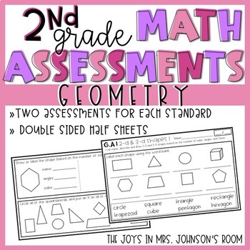 Preview of Common Core Geometry Math Assessments for Second Grade