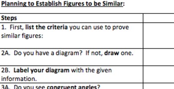 Preview of Common Core Geometry - Similarity Proofs Checklists & Organizers