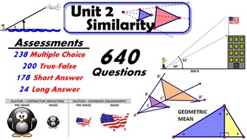 Preview of Common Core Geometry Unit #2 Similarity Assessment Materials