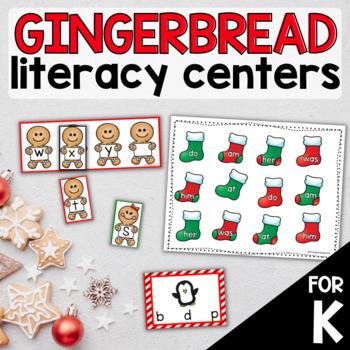gingerbread themed literacy centers for kindergarten