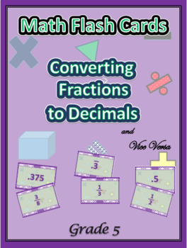 Preview of Common Core Grade 5 Math Flash Cards / Convert Decimals to Fractions