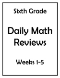 6th Grade Common Core Math Daily Review Weeks 1-5
