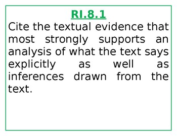 Preview of Common Core Grade 8 Informational Text Standards