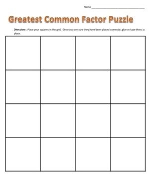 puzzle factor worksheets math GCF Greatest  Core  Common Puzzle  Common Fun Factor Math