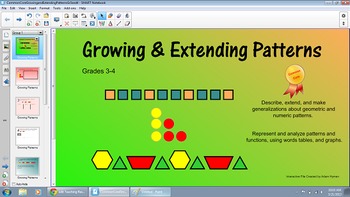 Preview of Growing and Extending Patterns for the SMART Board