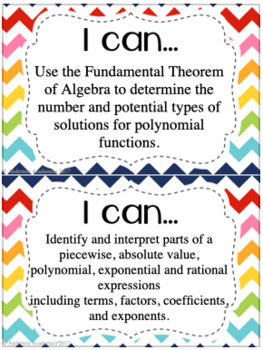 Preview of Common Core High School Math 3 "I Can" Statements