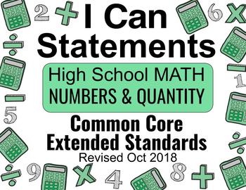 Preview of Common Core "I CAN" Statements Extended Standards HS Math Numbers & Quantity