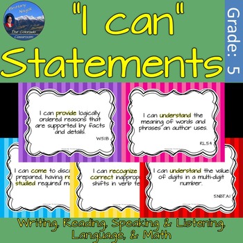 Preview of Common Core I Can Statements | ELA and Math | Fifth Grade